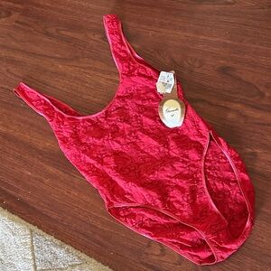 BNWT Gaviota Red Lace Bodysuit with snap crotch closure size small
